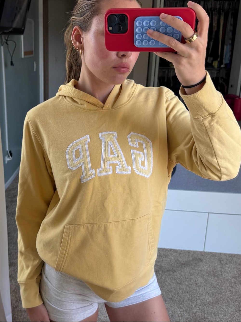 GAP Women's Pale Yellow Crewneck Hoodie